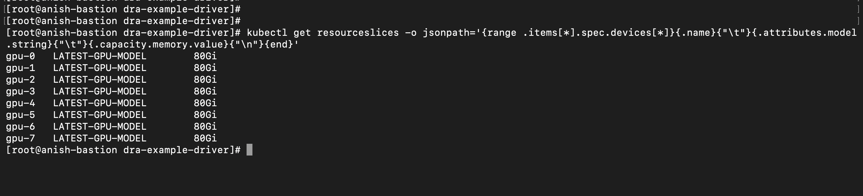 Devices in the ResourceSlice