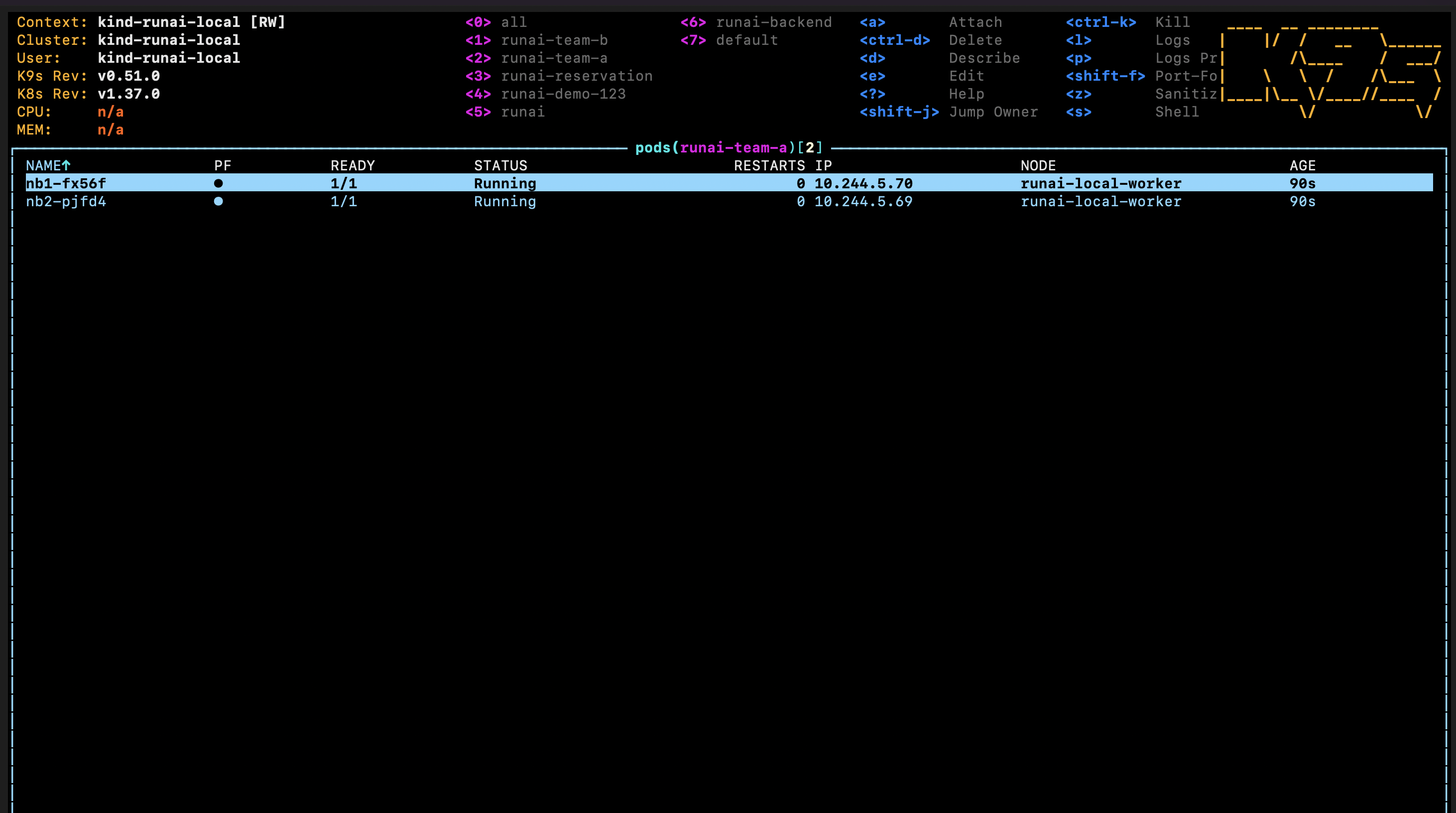 The two notebook pods on the same node