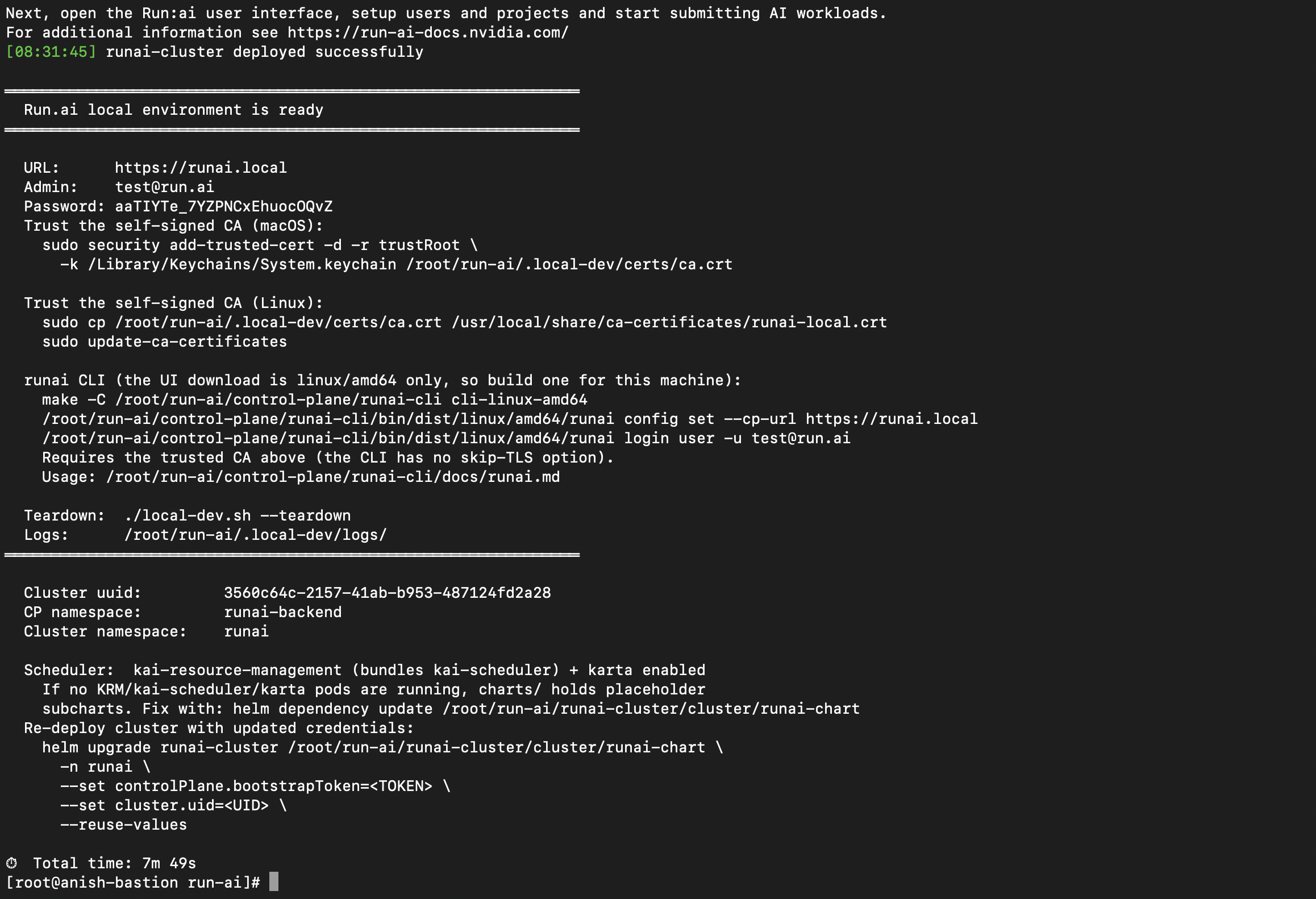 local-dev.sh summary